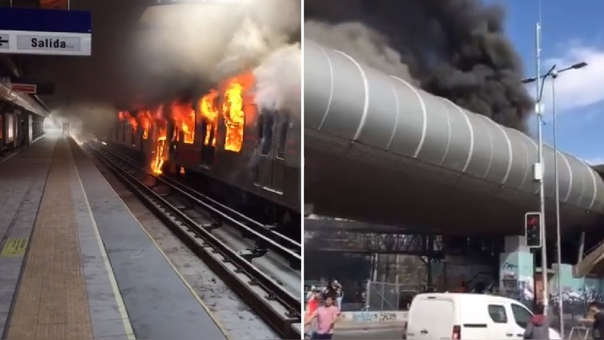 Vagones y estaciones del Metro de Chile fueron incendiados en protestas contra el alza tarifaria